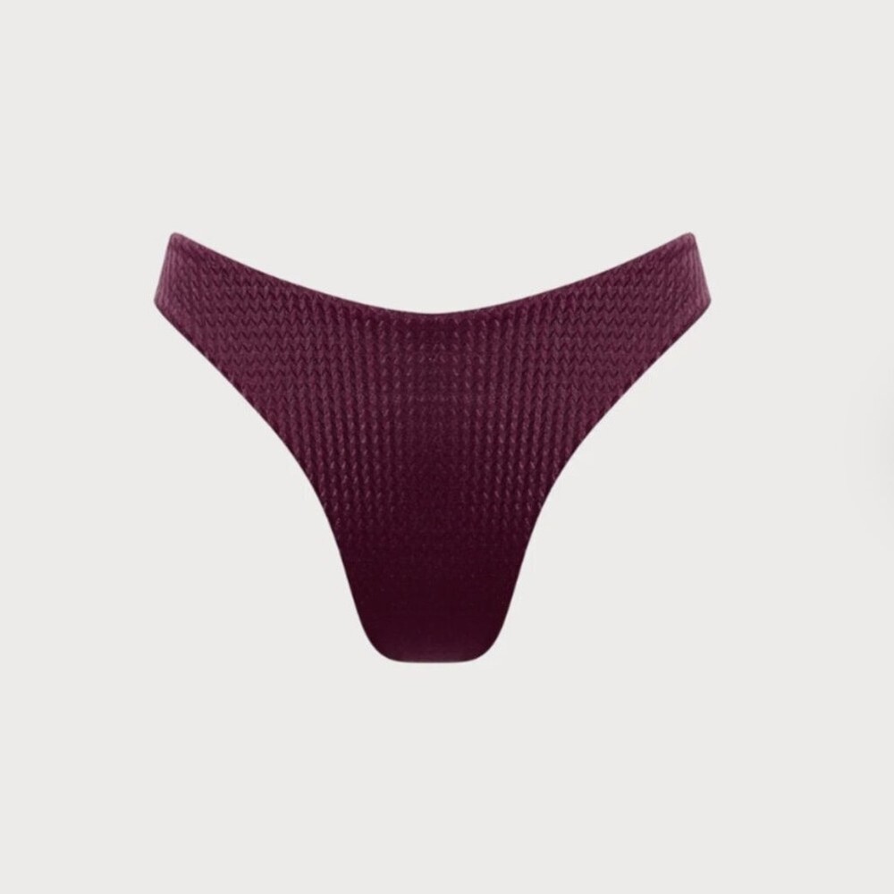 Berlook Burgundy Solid Textured Bikini Bottom ONLY 62
