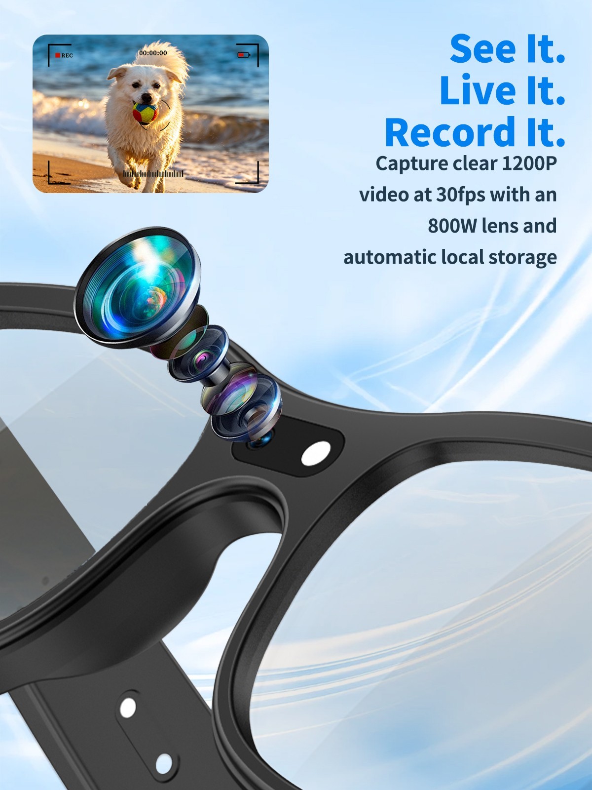 AI Smart Glasses with Interchangeable Lenses HD Camera Bluetooth for iOS Android