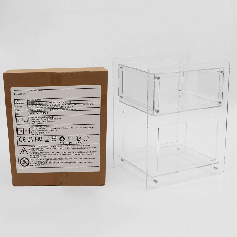 3-Tier Acrylic Side Table Acrylic Nightstand Elevated Bottom Preventing Damp