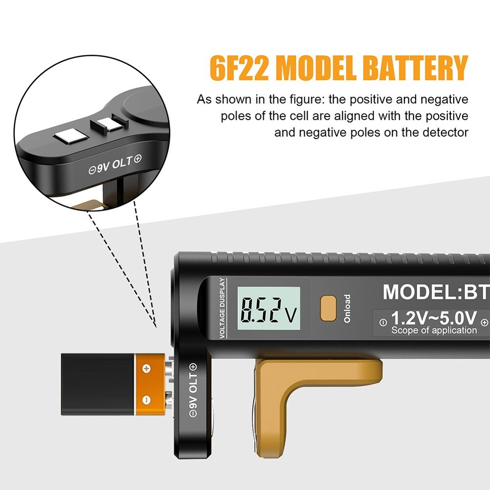 Battery Tester Battery Capacity Tester Button Cell Volt Checker 9V/1.5V/AA/AAA