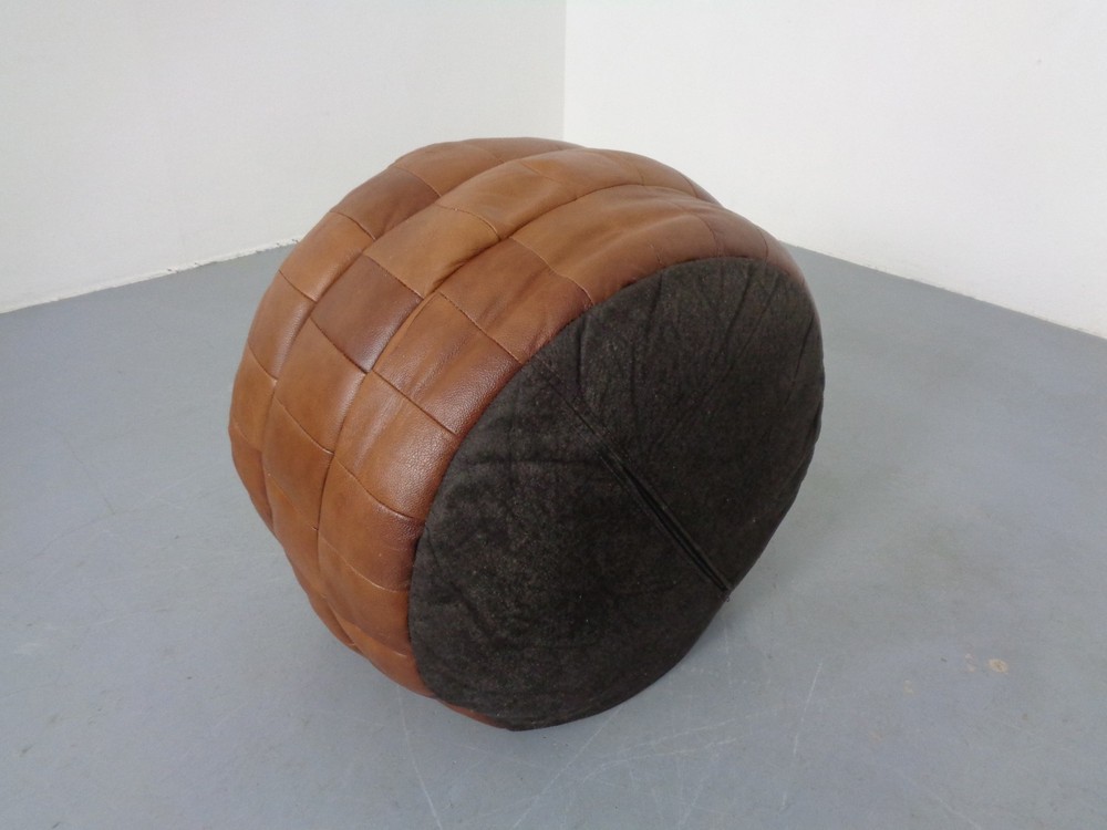 Vintage Patchwork Leather Footstool 60S
