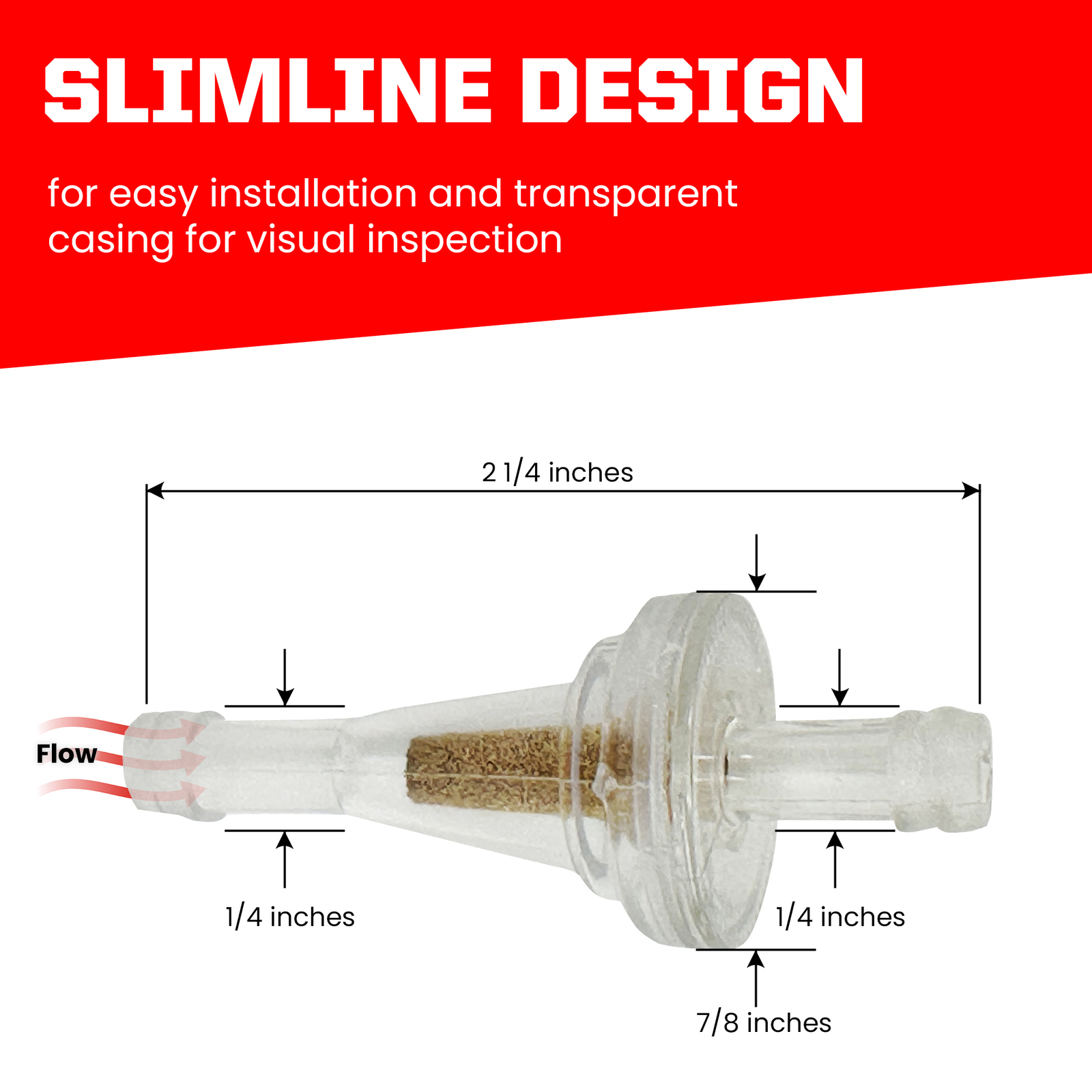 Outlaw Racing Clear Inline Gas Fuel Filters Motorcycle Scooter ATV 1/4" (4 Pack)