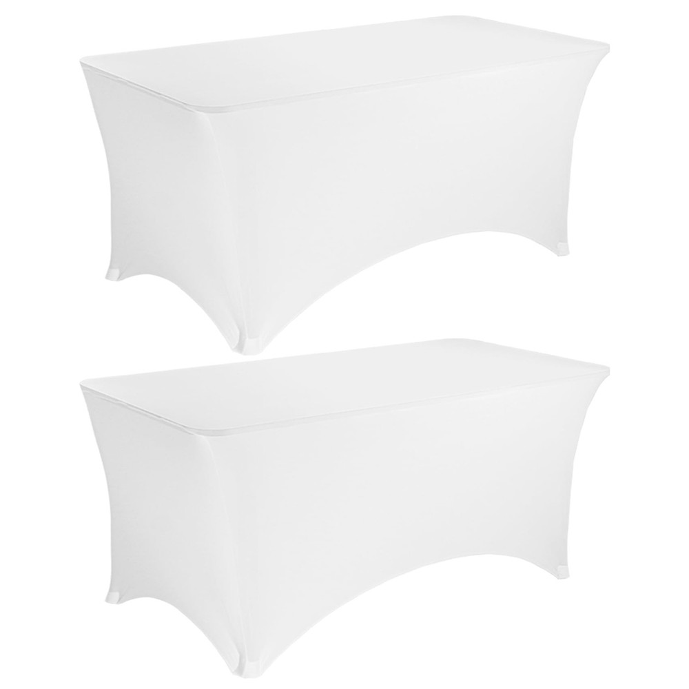 2 Pack 6FT Spandex Table Covers Washable Resistant Stretch Fitted Rectangle T...