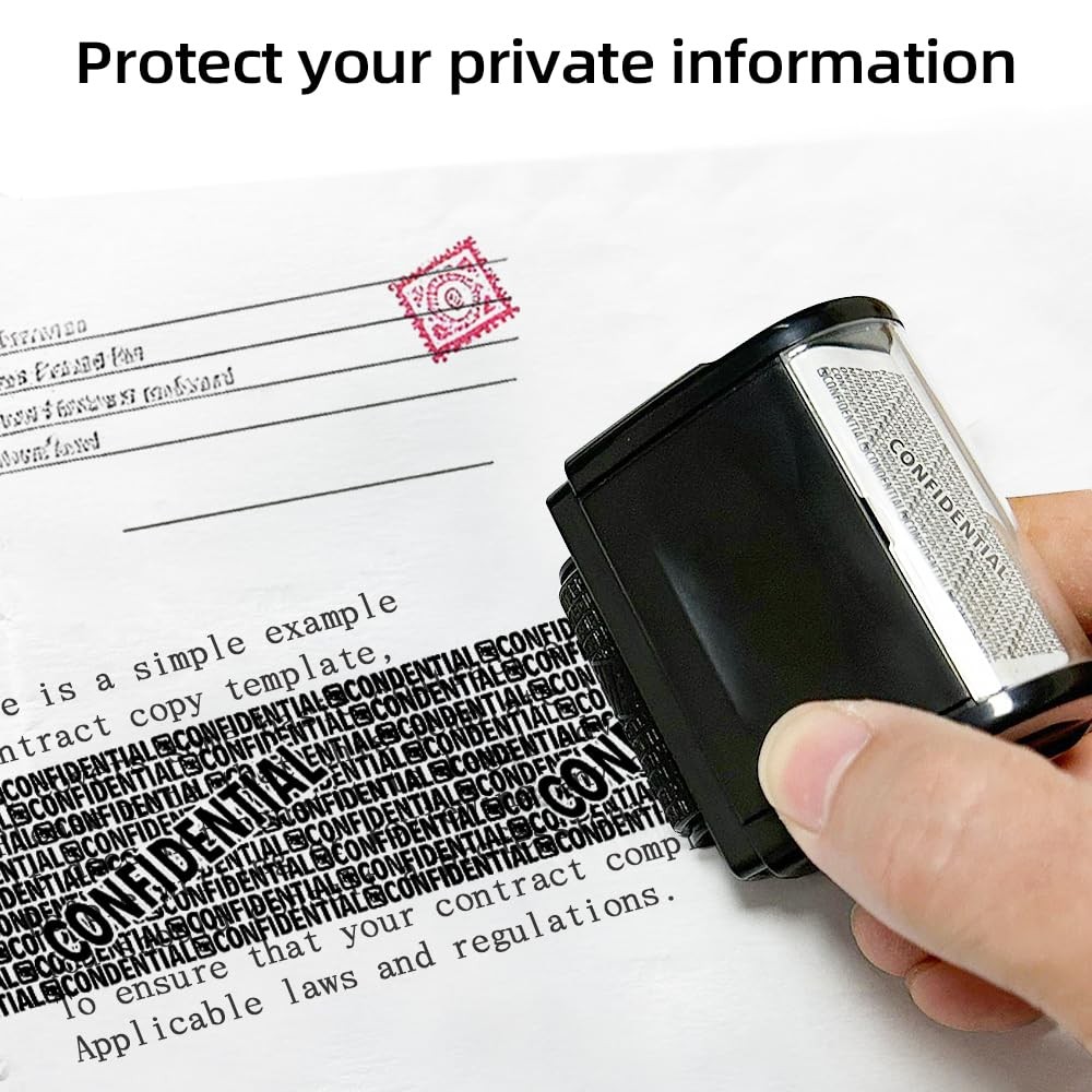 Identity Theft Protection Roller Stamp with Refill Ink - Confidential Roller ...