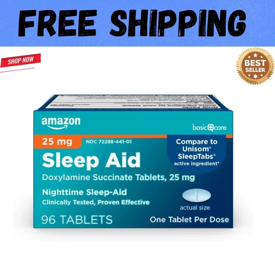 Basic Care Sleep Aid, Doxylamine Succinate Tablets, 25 mg, 96 Count