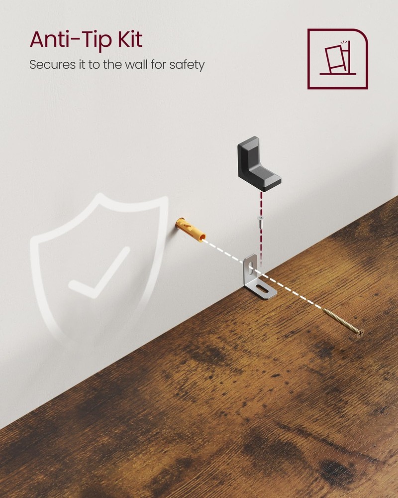 VASAGLE CUSTOS 3-Tier Bookcase Bookshelf Rustic Brown Open Storage Display Shelf