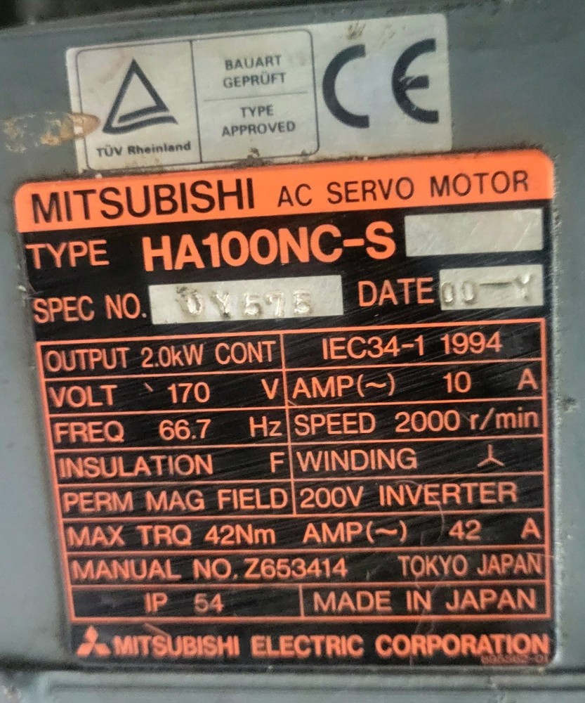 Mitsubishi HA100NS-E33 AC Servo Motor