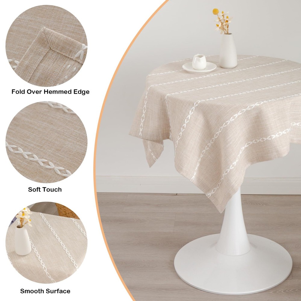 YZKITM Rustic Square Linen Small Tablecloth Washable Wrinkle Resistant Stripe...