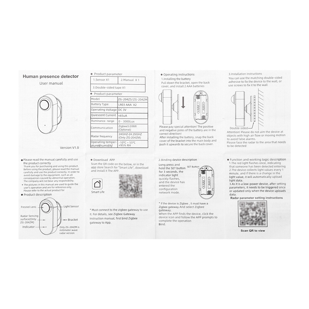 Tuya Zigbee Millimeter Radar Wave Human Presence Detect Sensor PIR Motion Sensor