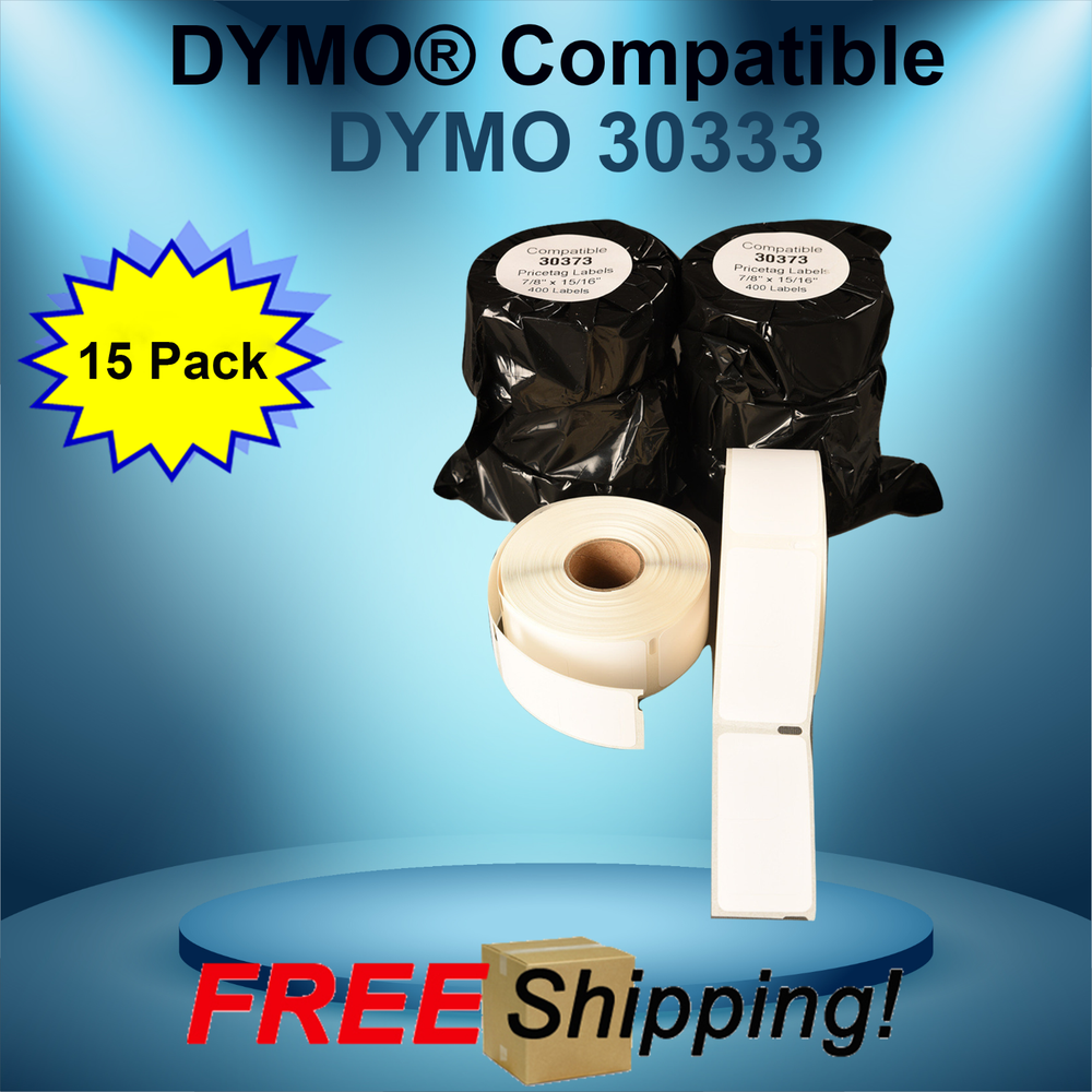 Dymo® Compatible 30333 White Rectangular Shaped Label 15 Rolls Jumbo 450 400 Duo