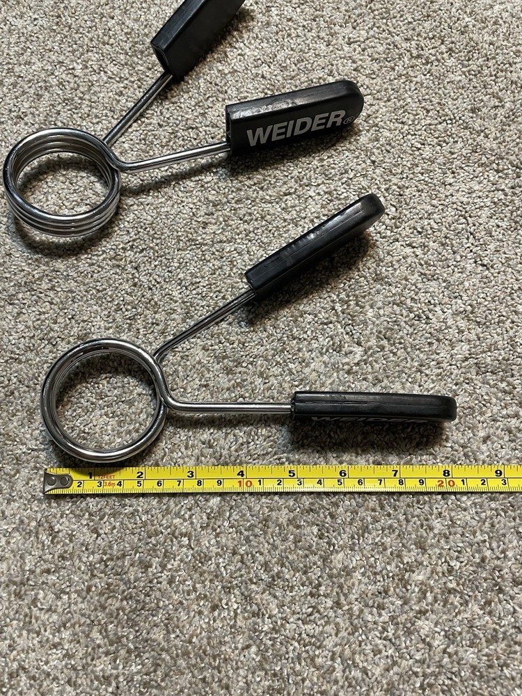 Weider Olympic Size Spring Collars 2" Clips for Barbell, Large