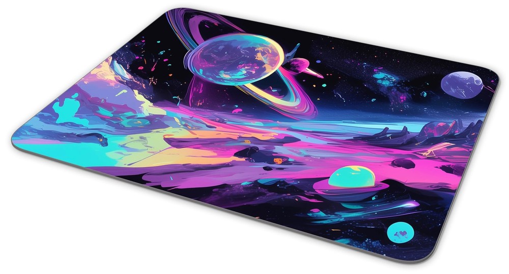 Office Non Slip Rubber Galaxy Planet Rectangular Game Desktop Decorative Mous...