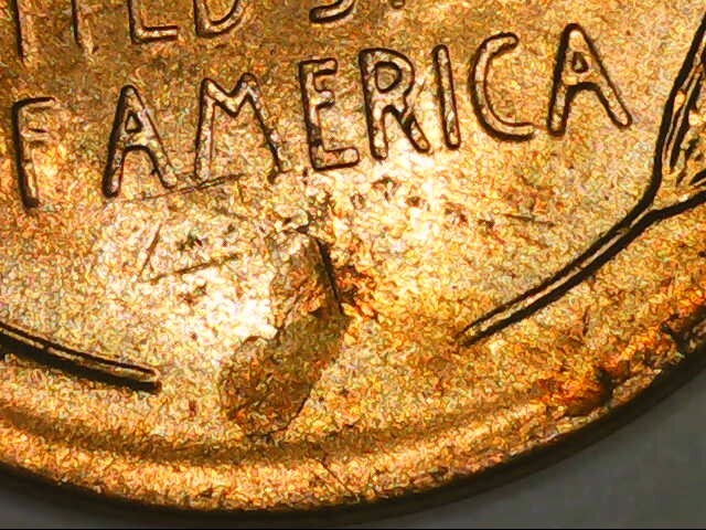 1956 D Lincoln cent retained lamination error rev.- BU RD !!