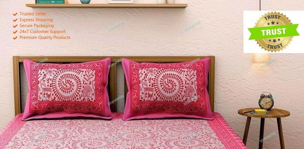 Floral Pattern Double Bed Sheet With 2 Reference Pure Cotton Valentine Gift