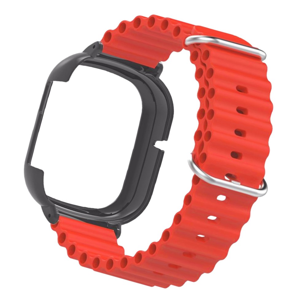 Silicone Watch Band With Case Replacement For Honor 4 Adjustable Strap (Red )