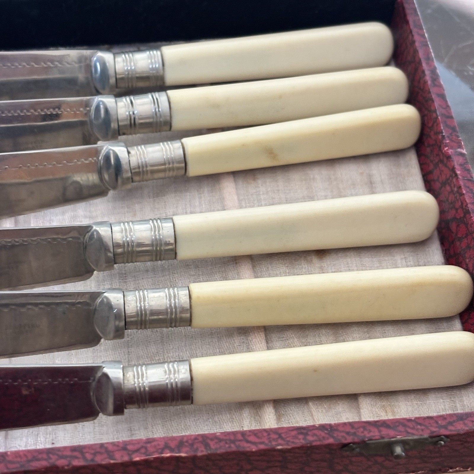 Sheffield Bakelite Stainless Steel 14 Piece Fork Knife Serving Set Original Case