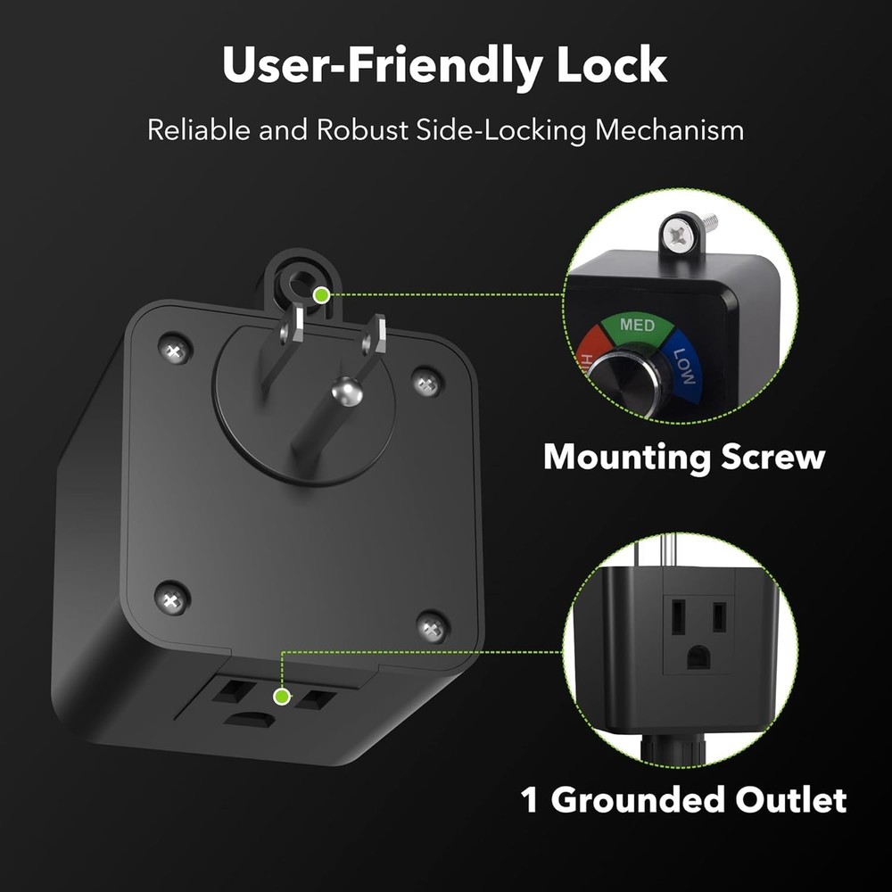 Variable Fan Speed Controller, Plug-in Electric 3 Speed Regulator Adjuster