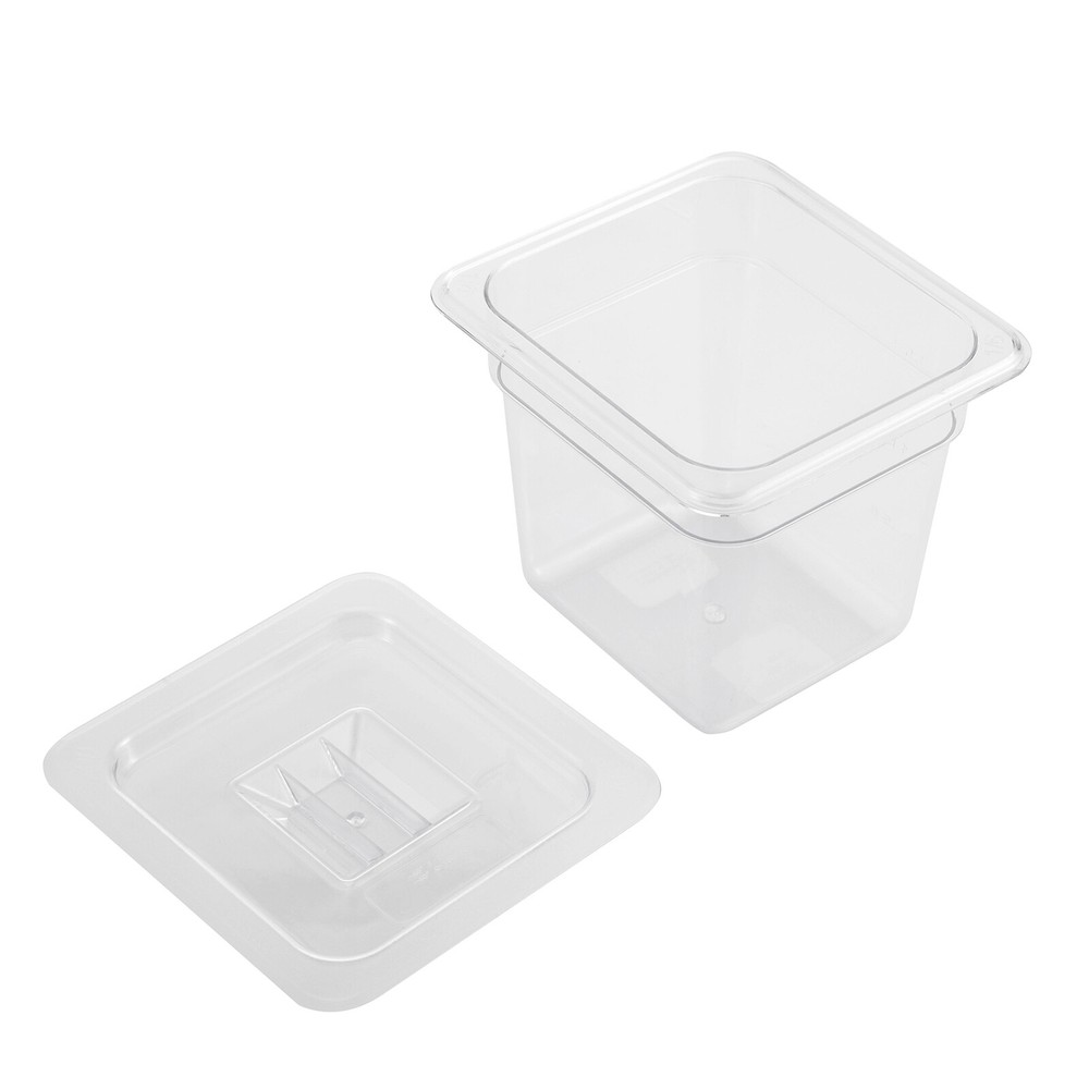 8 PACK 1/6 Size Clear PC Steam Prep Table Food Prep Pans 4" Deep Space Saving