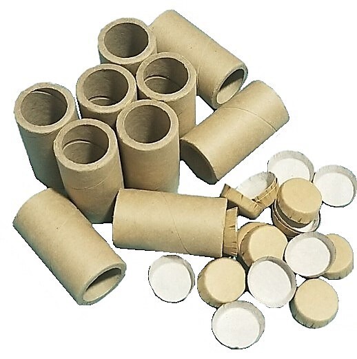 10 KRAFT PAPER CORES/TUBES  CARDBOARD 1 1/4" x 3" - THICK WALL WITH 20 END CAPS