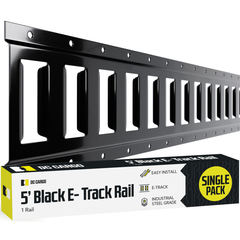 DC Cargo E Track Tie Down Rails 5 ft. Black Powder Coated Steel E-Track 1-pack