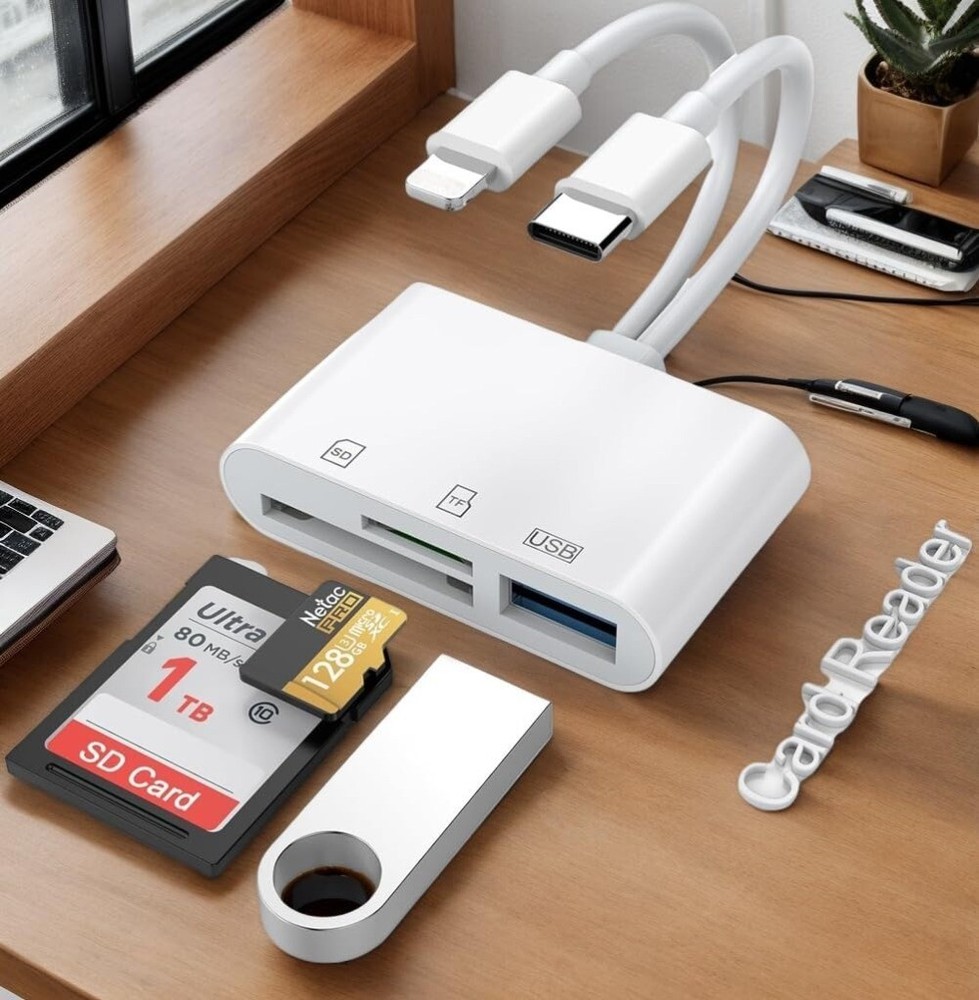 3 in 1 SD Card Reader Lightning USB C Type C To SD TF Card Reader Adapter Memory