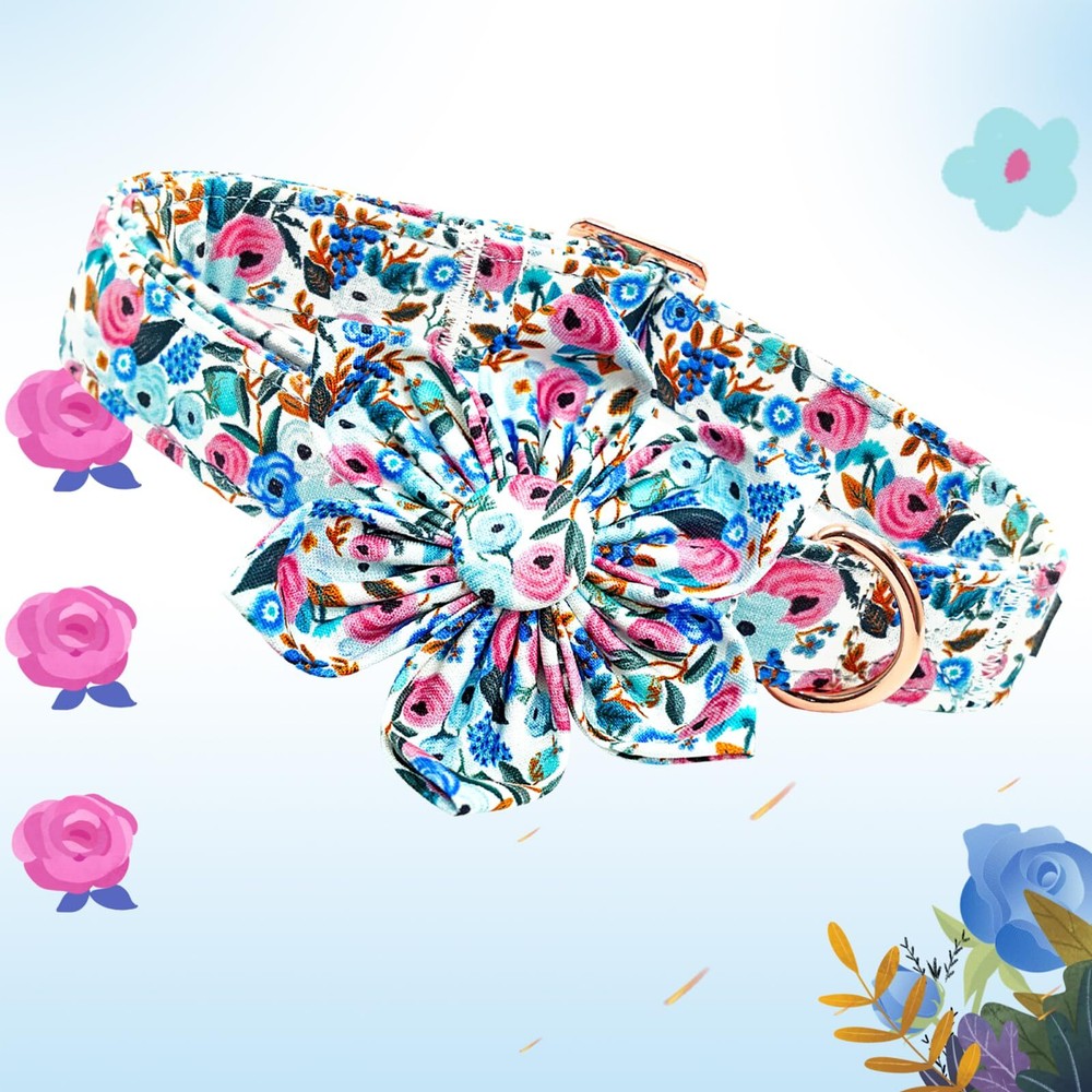 Floral Dog Collar - Soft Durable & Adjustable for Medium Dogs