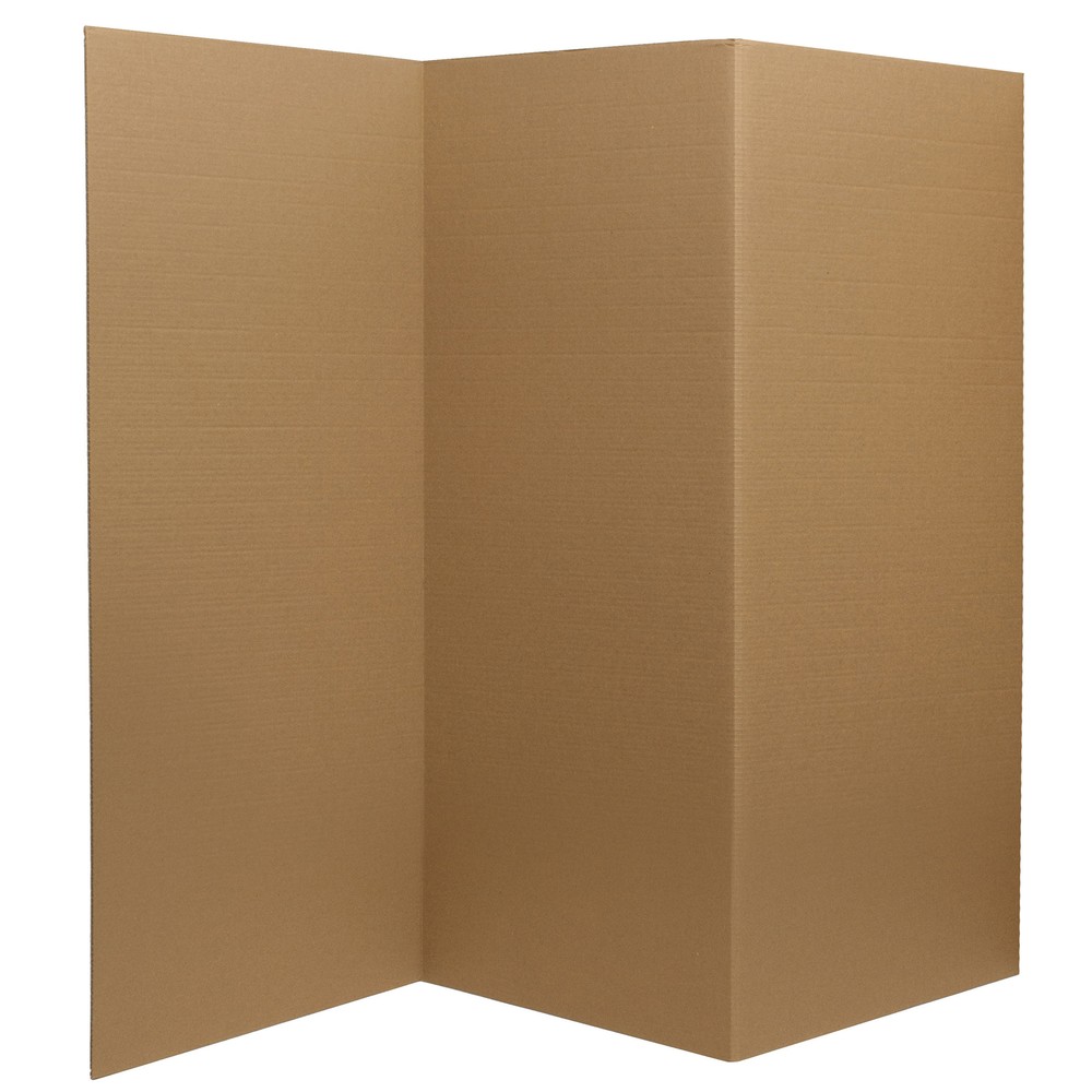 3 ft. Short Brown Temporary Cardboard Folding Screen - 3 Panels