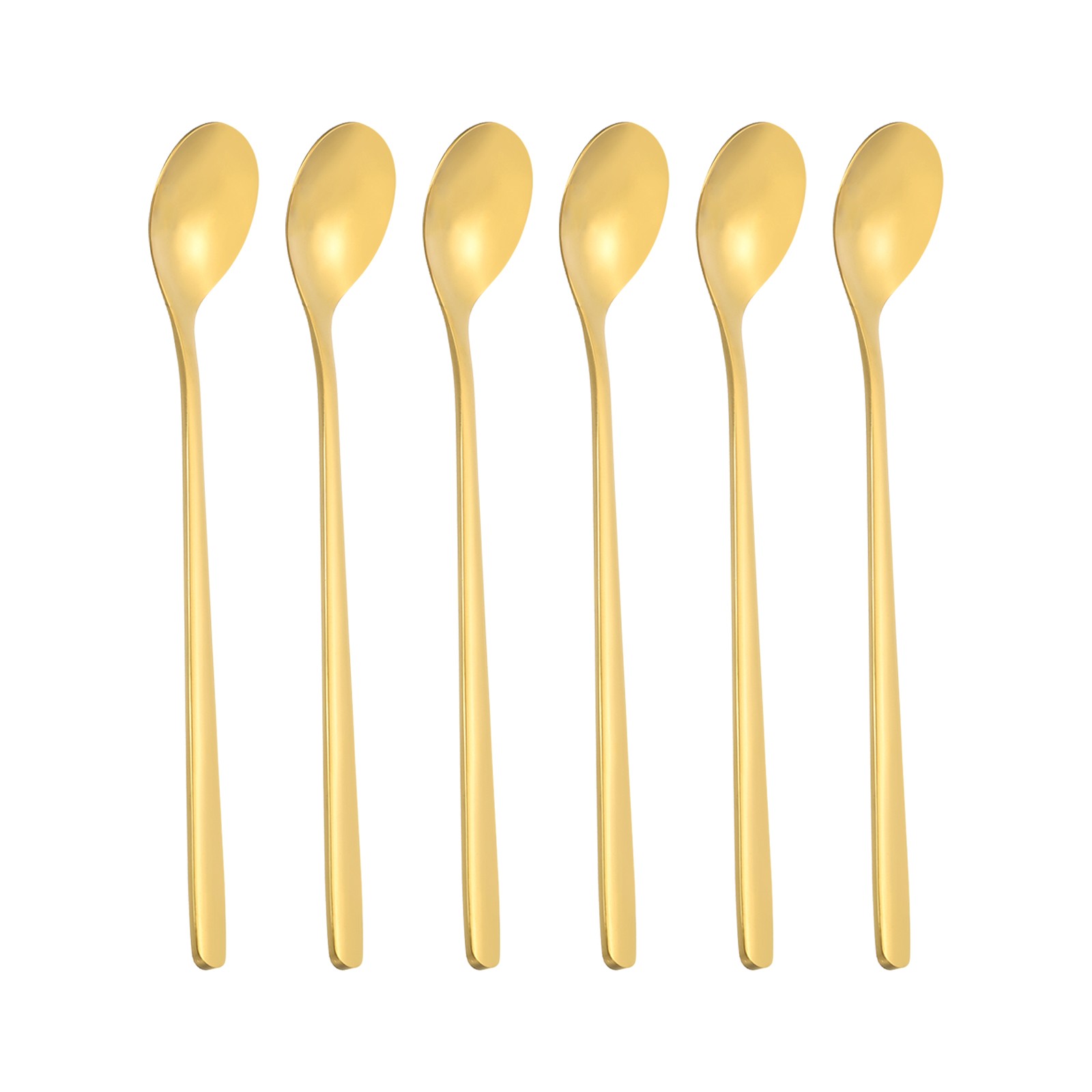Long Handle Iced Tea Spoon, 6 Pcs 6" Stainless Steel Long Spoons, Gold Tone