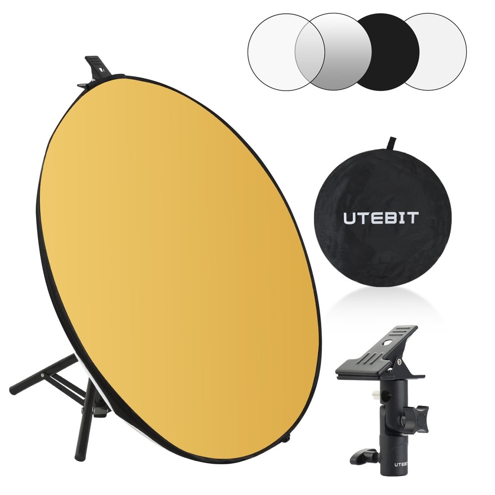 Light Reflector Stand Kit with Stand Diffuser 5 in 1 Collapsible Multi Disc w...