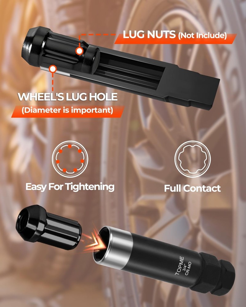 7 Spline Lug Nut Key Set,3 Piece 7 Point Socket...