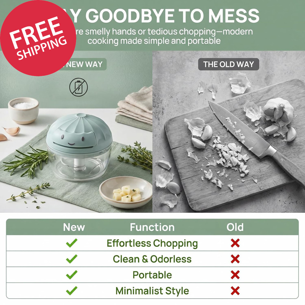 Mini Manual Food Processor Vegetable Chopper Hand Pull String Garlic Onion