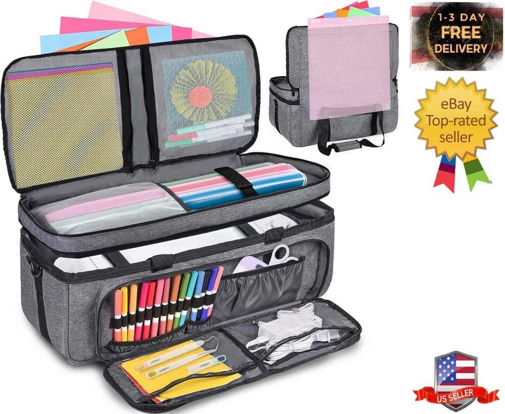 Carrying Case for Cricut Maker 3, Maker 4, Double-Layer Machine Bag with Cover