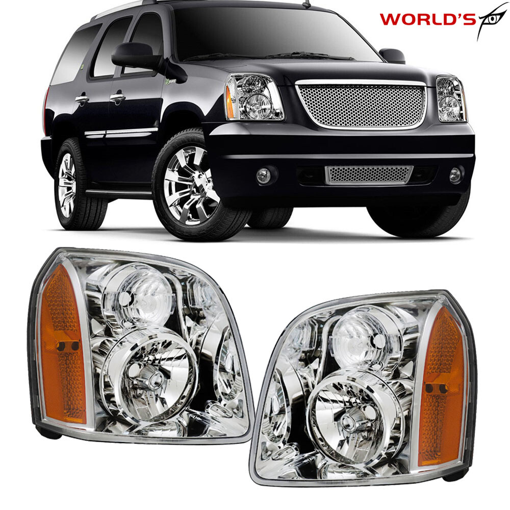 For 2007-2014 GMC Yukon Denali XL1500 2500 Left+Right Amber Headlamp Headlight
