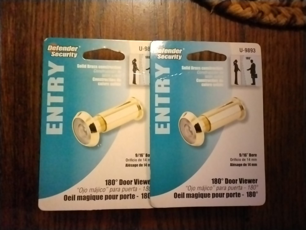 X2 - New - Defender Security 180 Degree Solid Brass Door Viewer U-9893