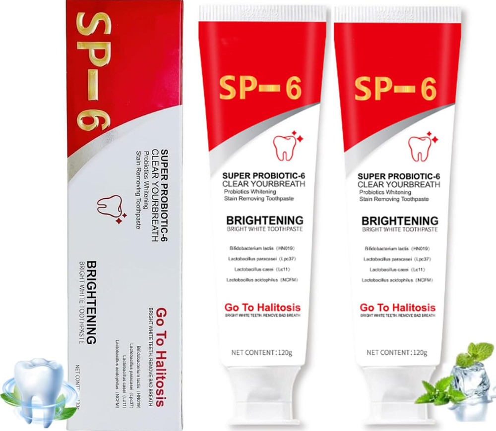 2 Pcs Super Probiotic SP-6 Toothpaste, Probiotics Bright White Toothpaste, Sp 6,