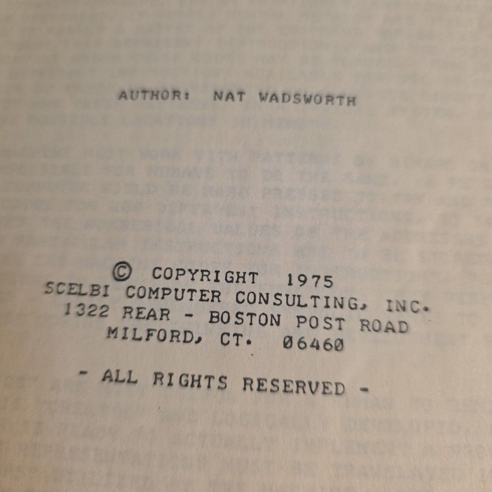 8080 Assembler Program Manual by Nat Wadsworth 1975 Scelbi Computer