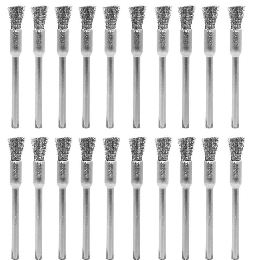 Compact 20pcs Stainless Steel Wire Brushes - Efficient Paint and Rust Solutions