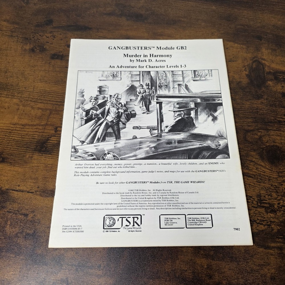 1982 TSR Gangbusters Module GB1 Trouble Brewing & Module GB2 Murder in Harmony