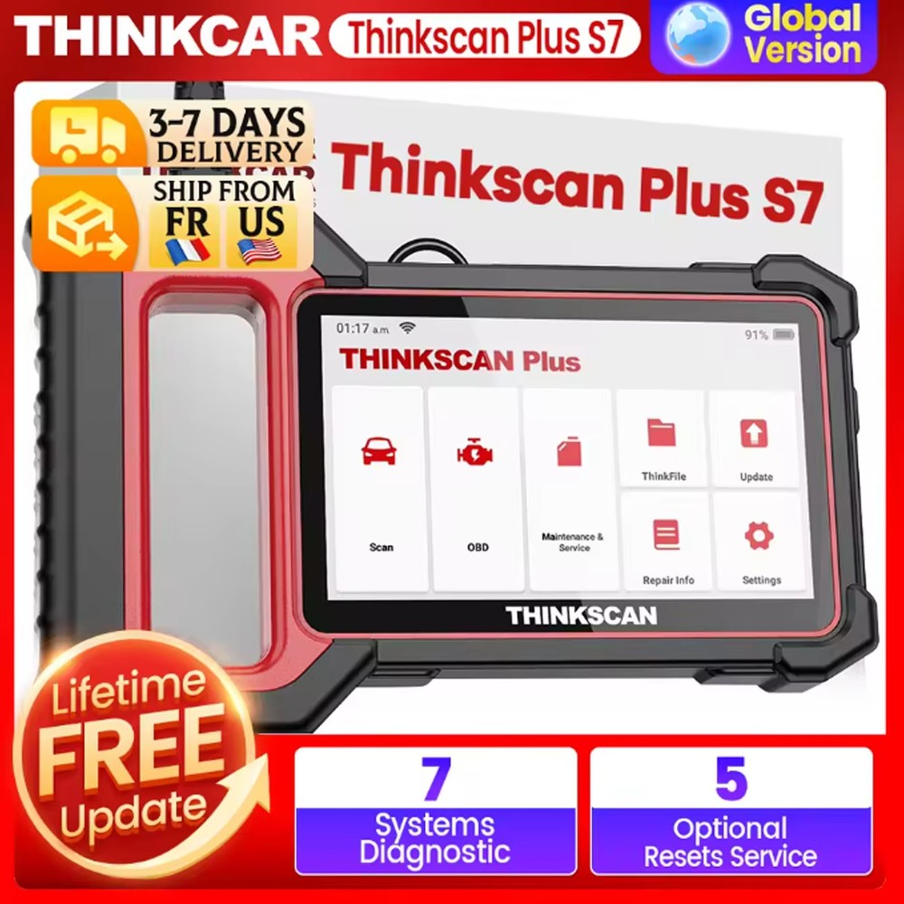 THINKSCAN PLUS S7 OBD2 Scanner ABS SRS ECM TCM Car Diagnostic Tool Code Reader