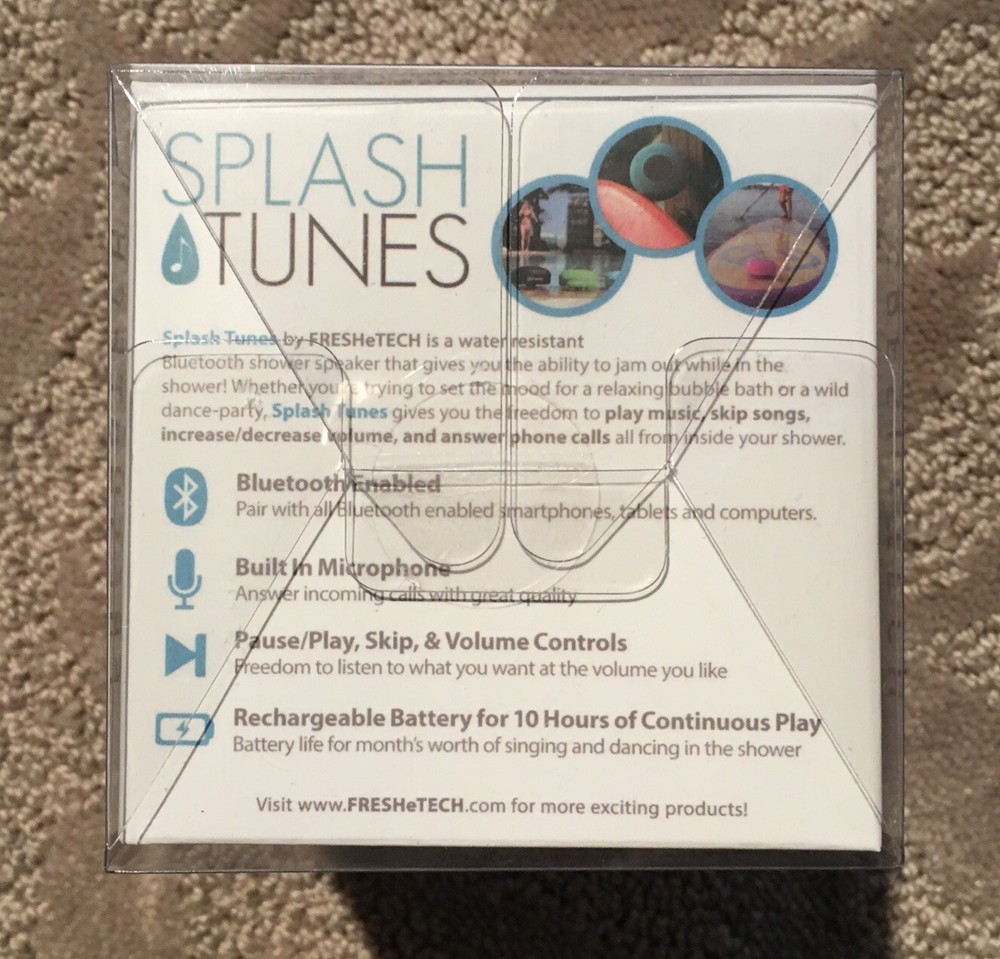 FRESHeTECH Splash Tunes Waterproof Bluetooth Shower Wireless Portable Speaker