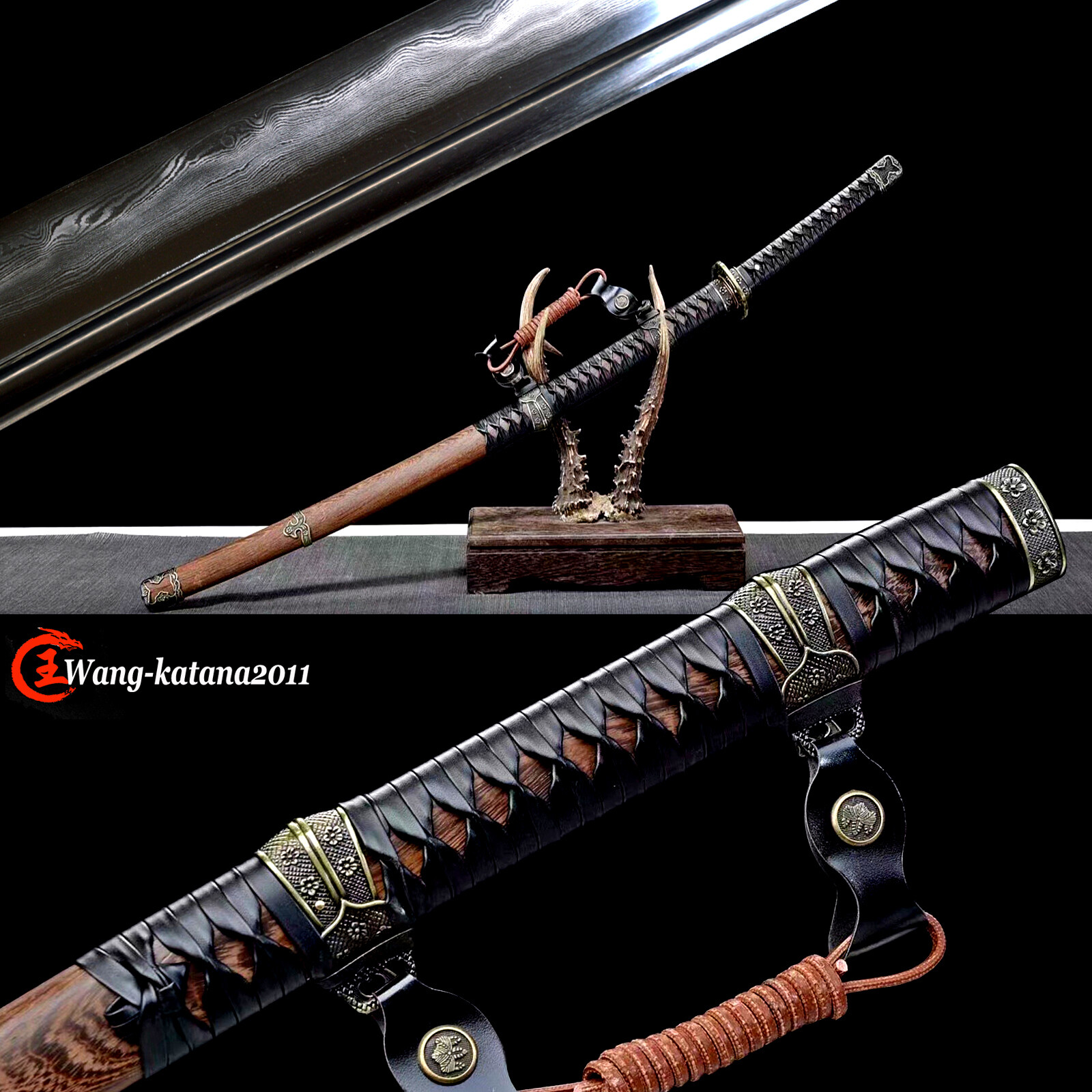 Tachi Clay Tempered Folded Steel Sharp Japanese Samurai Katana Sword Rosewood