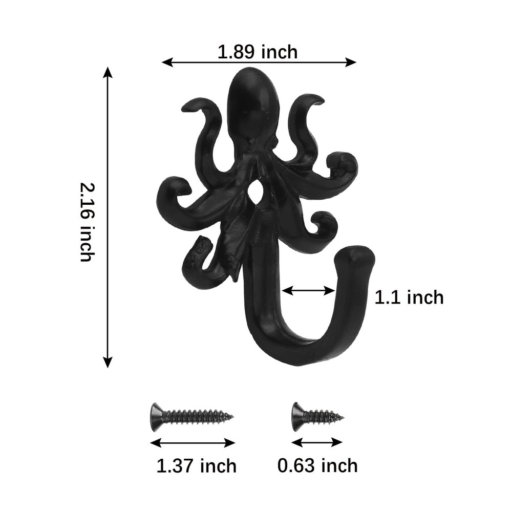 5 Pack Coat Hooks Wall Storage Hooks – Decorative Wall Mounted Hooks Rustic M...