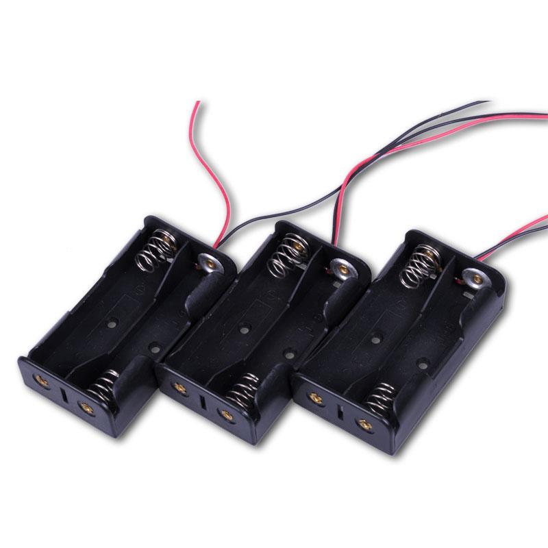 2 pcs Plastic Battery Storage Case Box Holder For2 X AA 2xAA 3V with wire leads