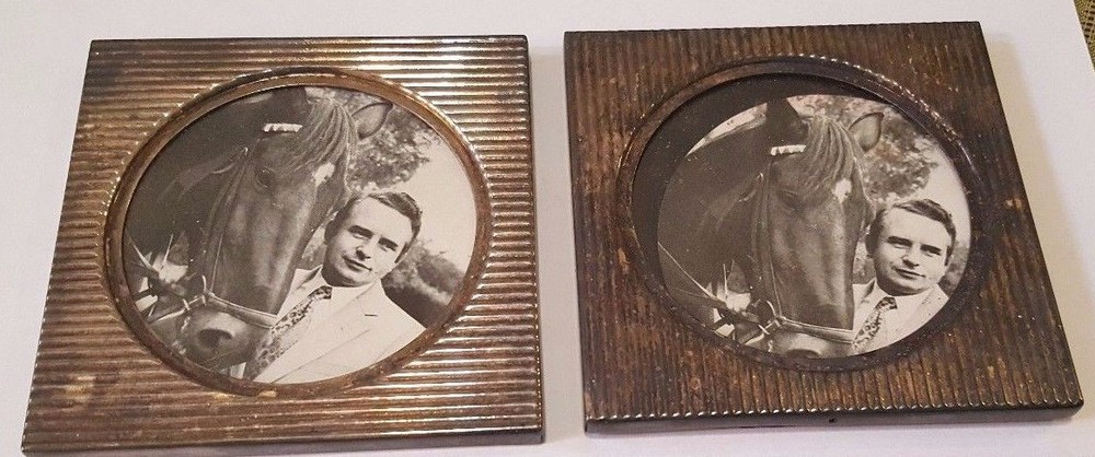 Pair of Vintage 4" Square TOWLE Silverplate Coasters with HORSES