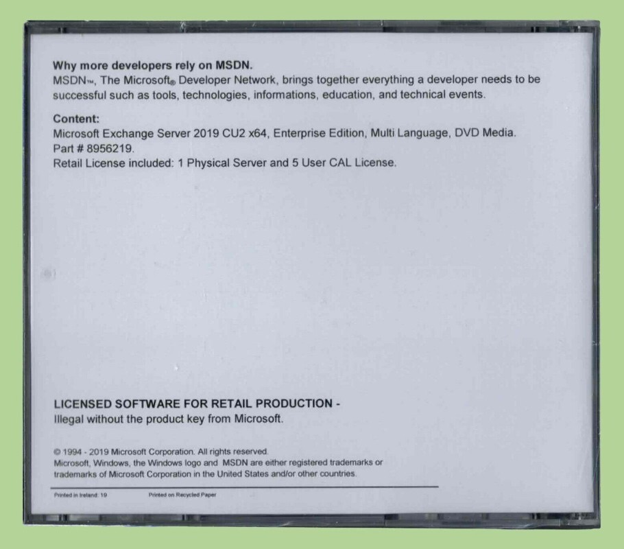 Microsoft Exchange Server 2019 Enterprise w 5 CALs. Important Read Description