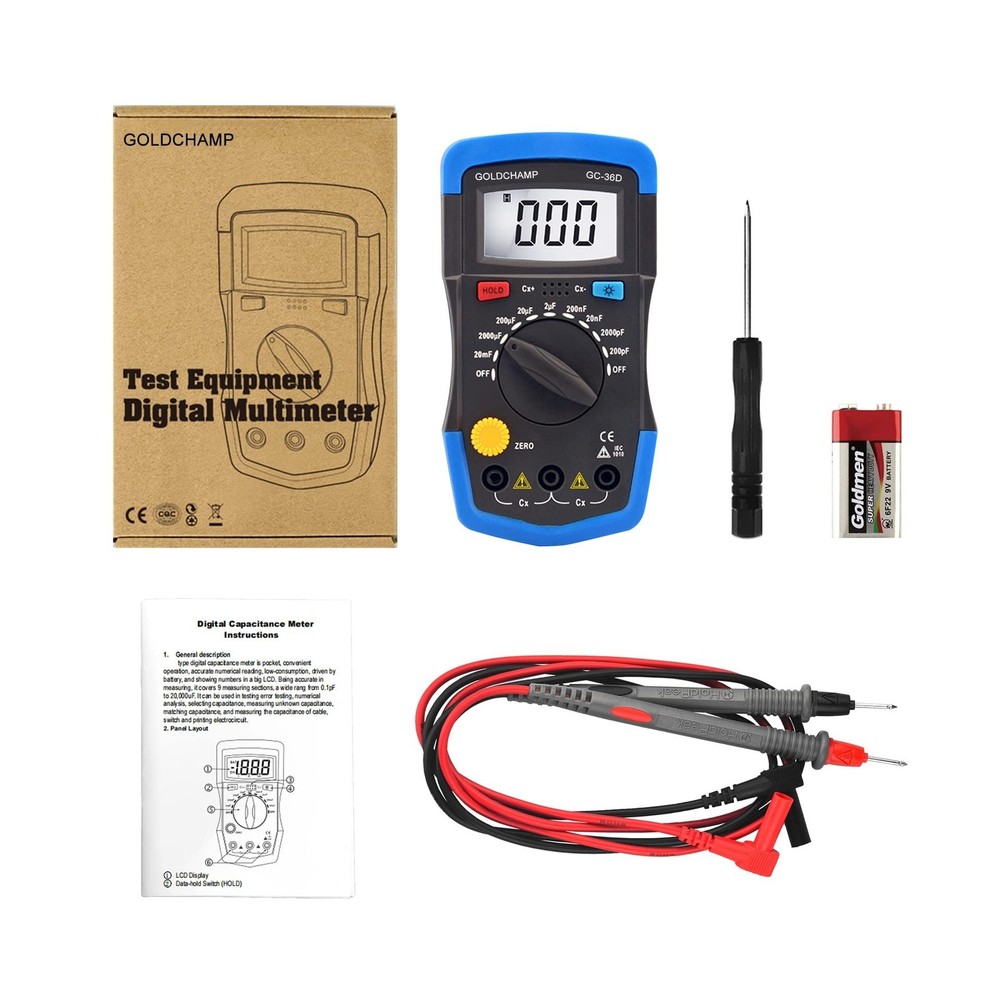 Capacitor Tester Multimeter Capacitance Meter 200pF-20mF Meter ... Fast USA SHIP