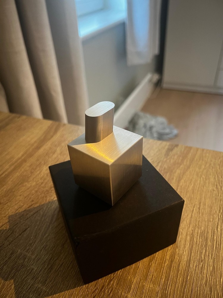 Steel cube Precision Machined Solid Steel Cube – Engineering Art Sculpture / Imp