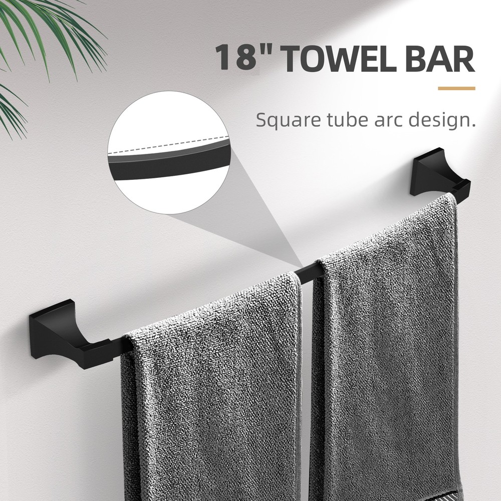 GIMBELEN Matte Black Bathroom Hardware Set - 5-Piece Wall-Mounted Accessories