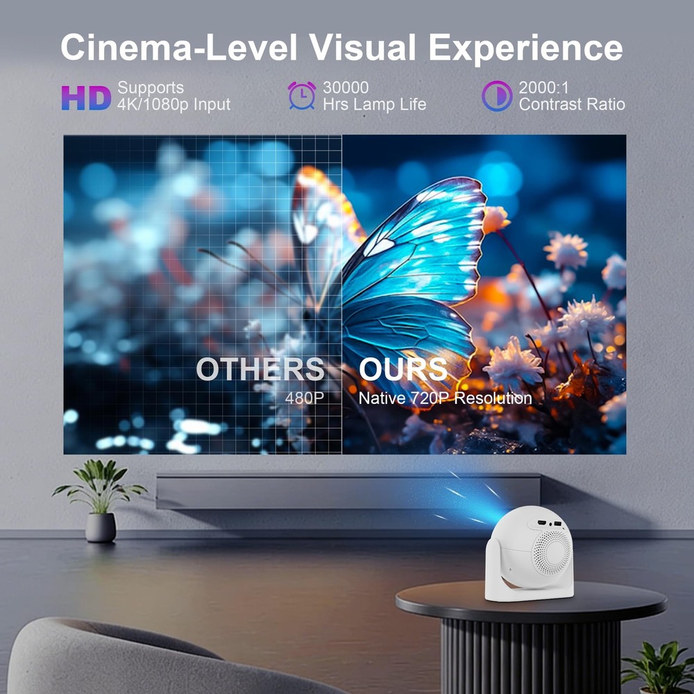 Mini Projector with WiFi and Bluetooth, Built-in Apps Portable Projector Supp...