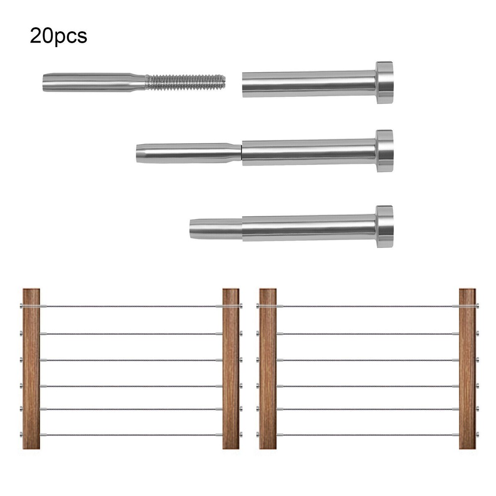 20-Pack 316 Stainless Steel Cable Railing Hardware for 3/16" Cables